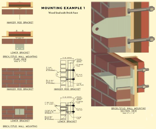Mounting Example Wood Stud With Brick Face